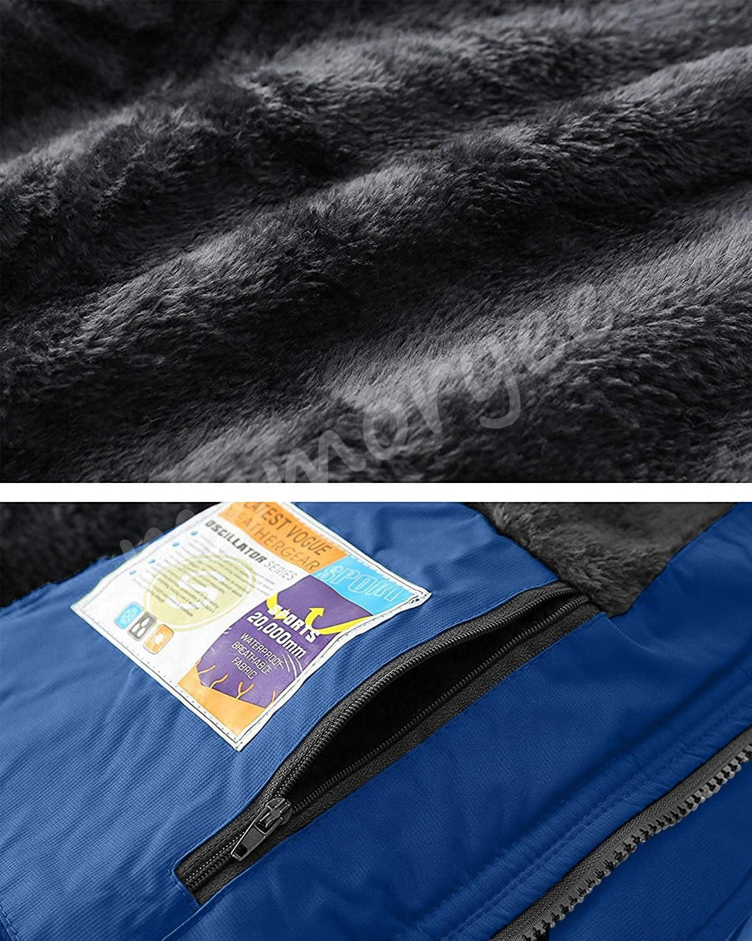 Memoryee Herren Ski Jacke Warmer Gefüttert Winter Fleece Mantel Wasserdichter mit Abnehmbarer Kapuze