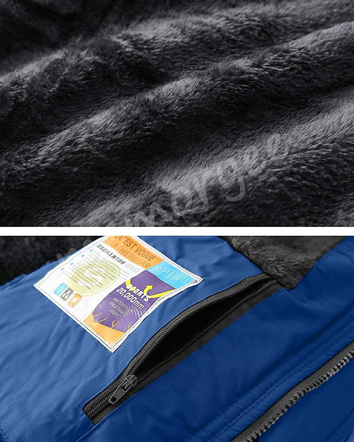 Memoryee Herren Ski Jacke Warmer Gefüttert Winter Fleece Mantel Wasserdichter mit Abnehmbarer Kapuze