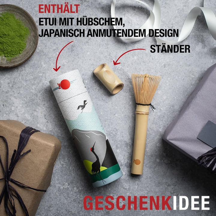 ORIGEENS MATCHA BESEN AUS BAMBUS MIT LANGEM GRIFF - Kleiner traditioneller Chasen Bambusbesen für di