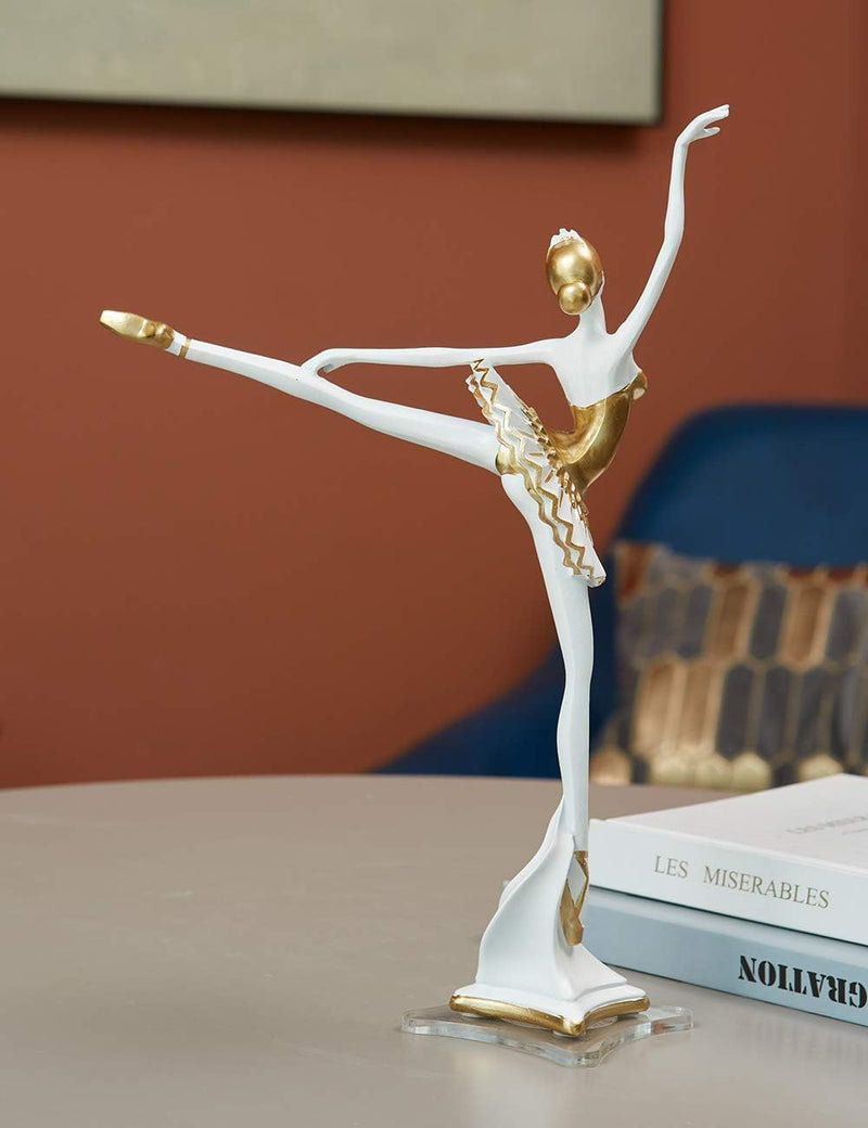 HAUCOZE Ballerina Figur Statue Frau Skulptur Modern Dekor Wohnzimmer Kunst Arts Polyresin Geschenk 3