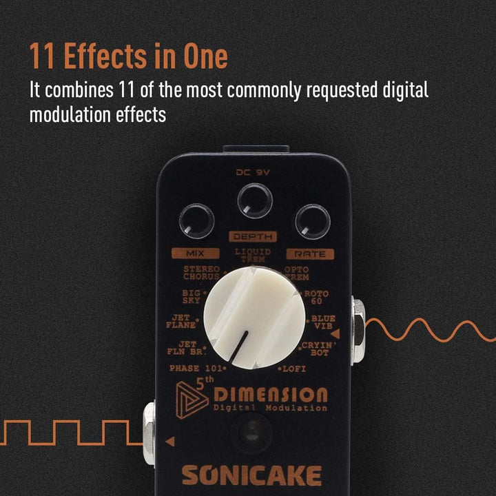 SONICAKE Modulation Gitarre Effektpedal 11 Modus für Phaser Flanger Chorus Tremolo Vibrato Autowah u