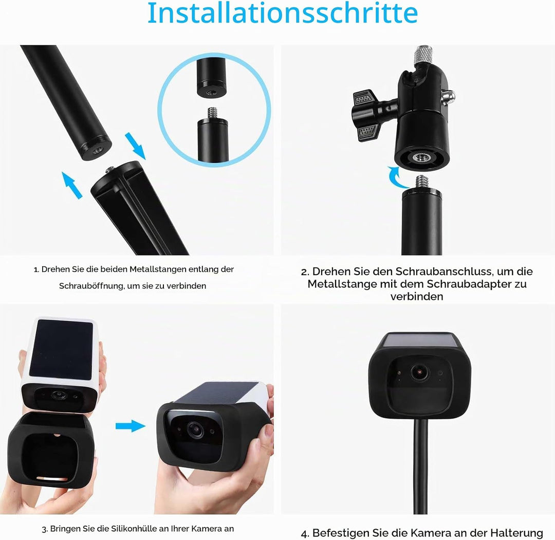 HOLACA Halterung Kompatibel mit eu-fy Security SoloCam S220 (Kamera Nicht enthalten), Silikonhülle +