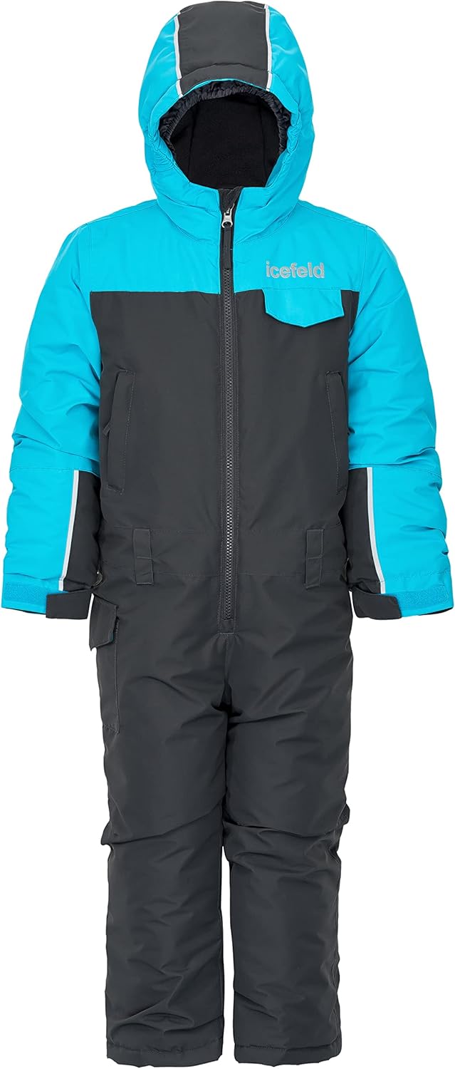 icefeld Schneeoverall/Skianzug wasserdicht für Kinder (PFC-frei) 98-104 Türkis / Grau, 98-104 Türkis