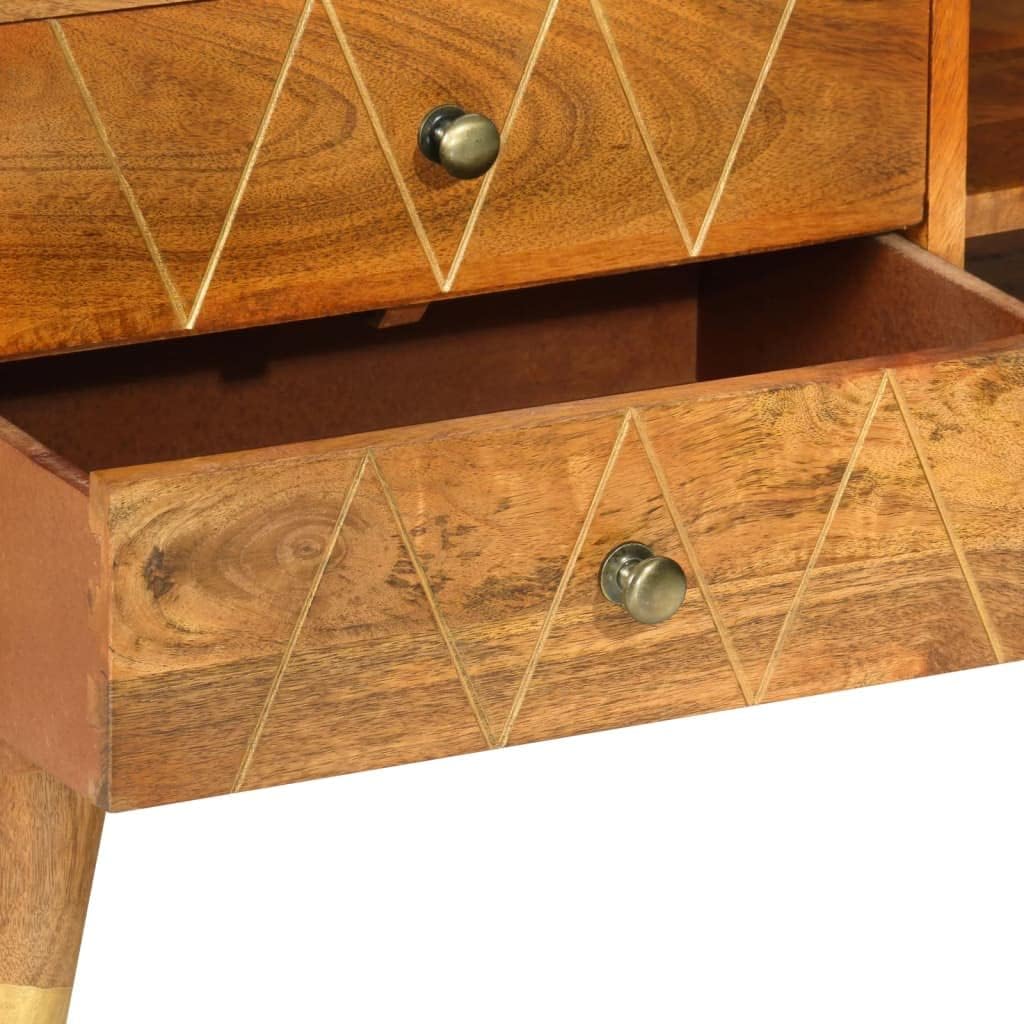 vidaXL Mangoholz Massiv TV Schrank mit 2 Schubladen 2 Fächern TV Möbel Lowboard Fernsehtisch Fernseh