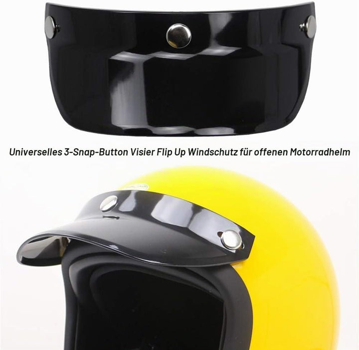 GoolRC Visier mit 3 Druckknöpfen und aufklappbarem Visier für offene Motorradhelme schwarz, schwarz