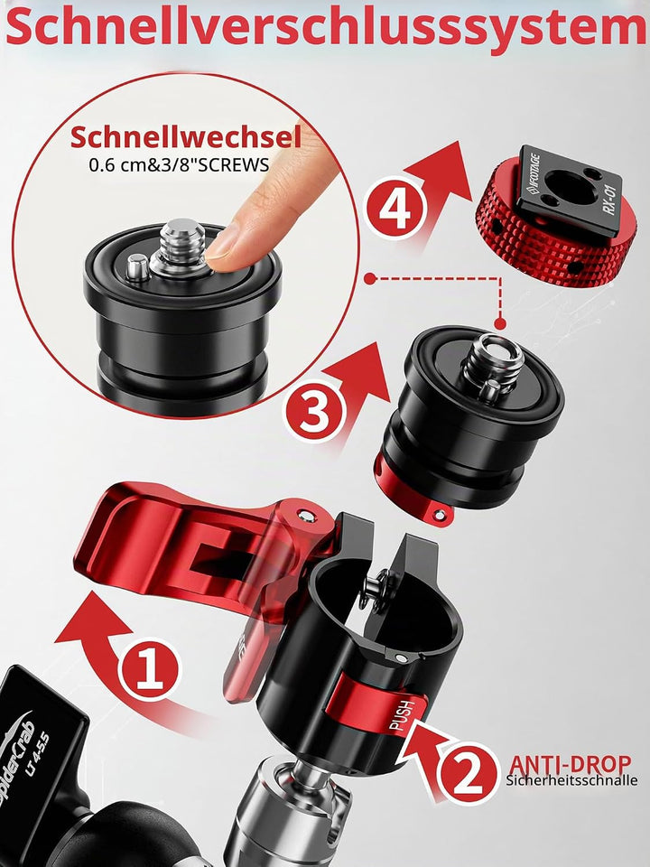 IFOOTAGE Magic Arm Clamp MA3-4, 7 Zoll, Einstellbare Reibungskraft, beweglicher Magic Arm mit 1/4" u