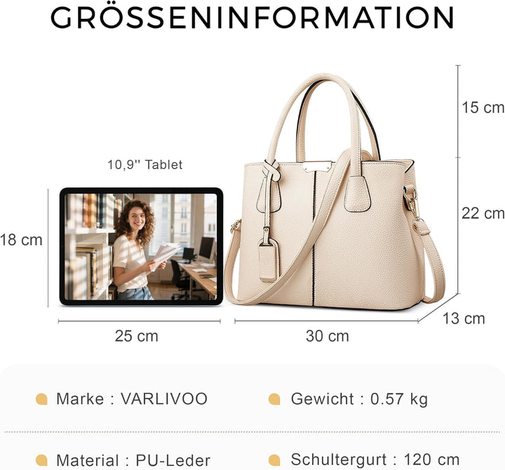 VARLIVOO Elegante Damen-Handtasche, Umhängetasche, Messenger-Tasche, Handtasche, mit verstellbarem S