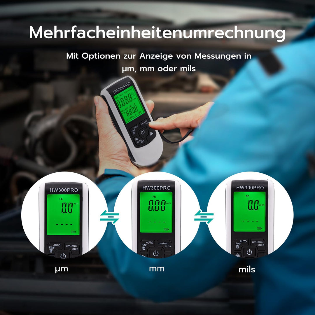 Mcbazel Digitales Schichtdickenmessgerät, Lackdickenmessgerät, Lackmessgerät Auto, Messbereich 0 bis