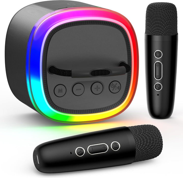 JYX Karaoke Maschine für Kinder & Erwachsene, Mini Karaoke Anlage mit Mikrofonen, Bluetooth Karaoke