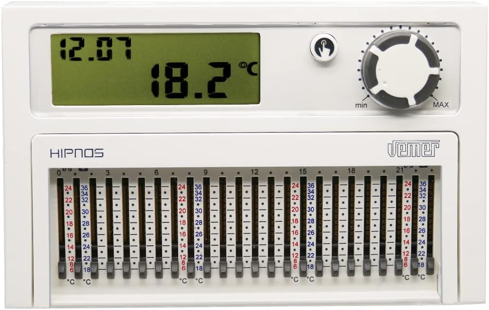 VEMER VE013900 HIPNOS Wandthermostat mit durch Steckreiter, Tagesprogrammierung, Batteriebetrieben,