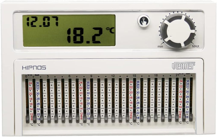 VEMER VE013900 HIPNOS Wandthermostat mit durch Steckreiter, Tagesprogrammierung, Batteriebetrieben,
