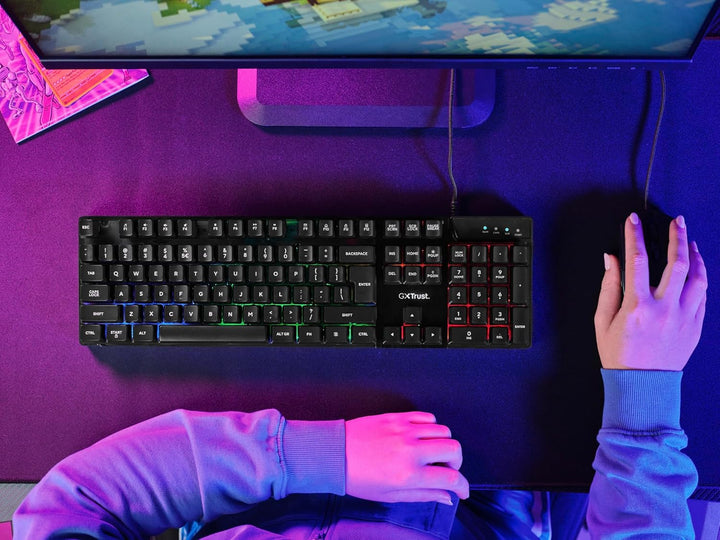 Trust Gaming GXT 835 Azor Gaming Tastatur mit Beleuchtung Deutsches QWERTZ Layout, Tastaturlayout in