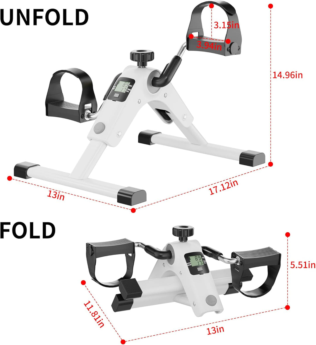MOMODA Untertisch-Fahrradpedaltrainer mit LCD-Display, tragbarer Mini-Heimtrainer für Arm und Bein W