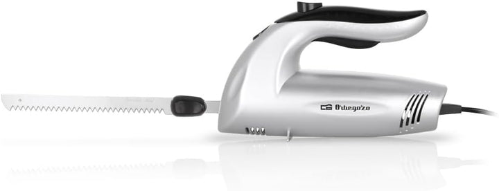 Orbegozo Elektrisches Messer, 150 W, Doppelzahnmesser, Sicherheitsschalter, Gefrorene Klinge, rostfr