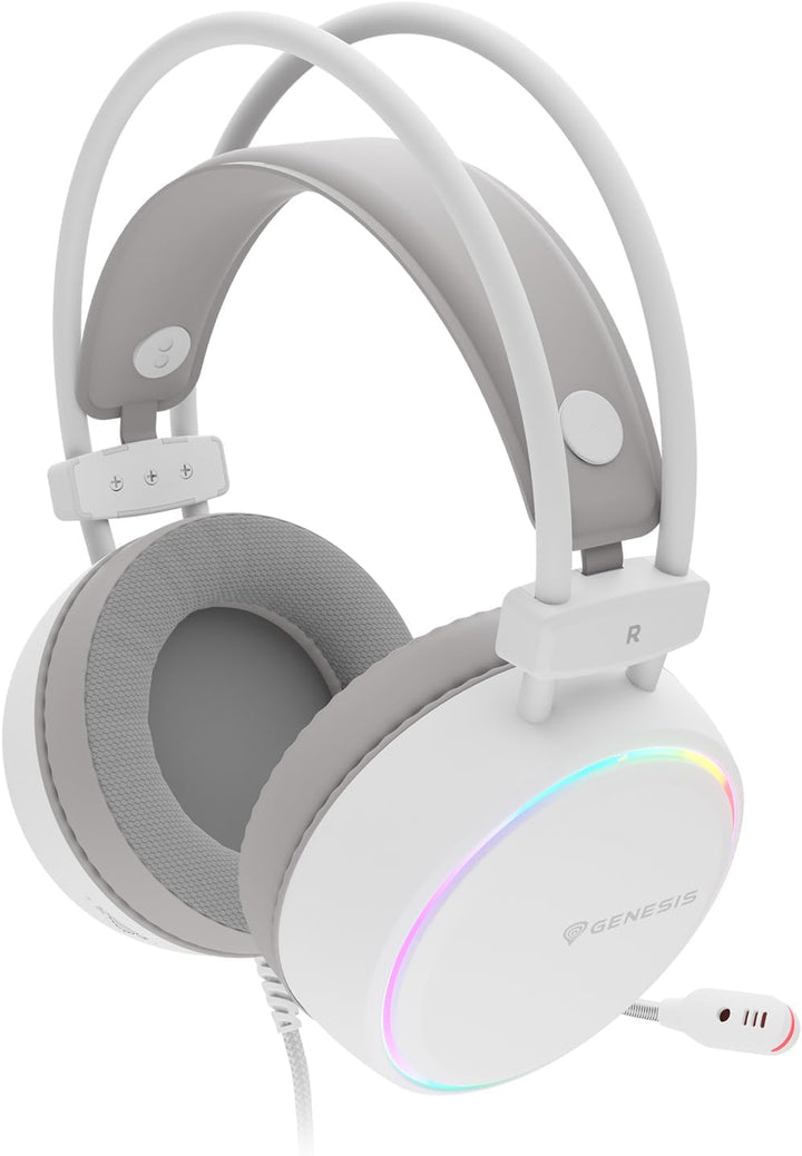 Genesis Neon 613 G2 Gaming Headset mit Mikrofon Weiss, kabelgebundenes Over-Ear PC Headset, Gaming K