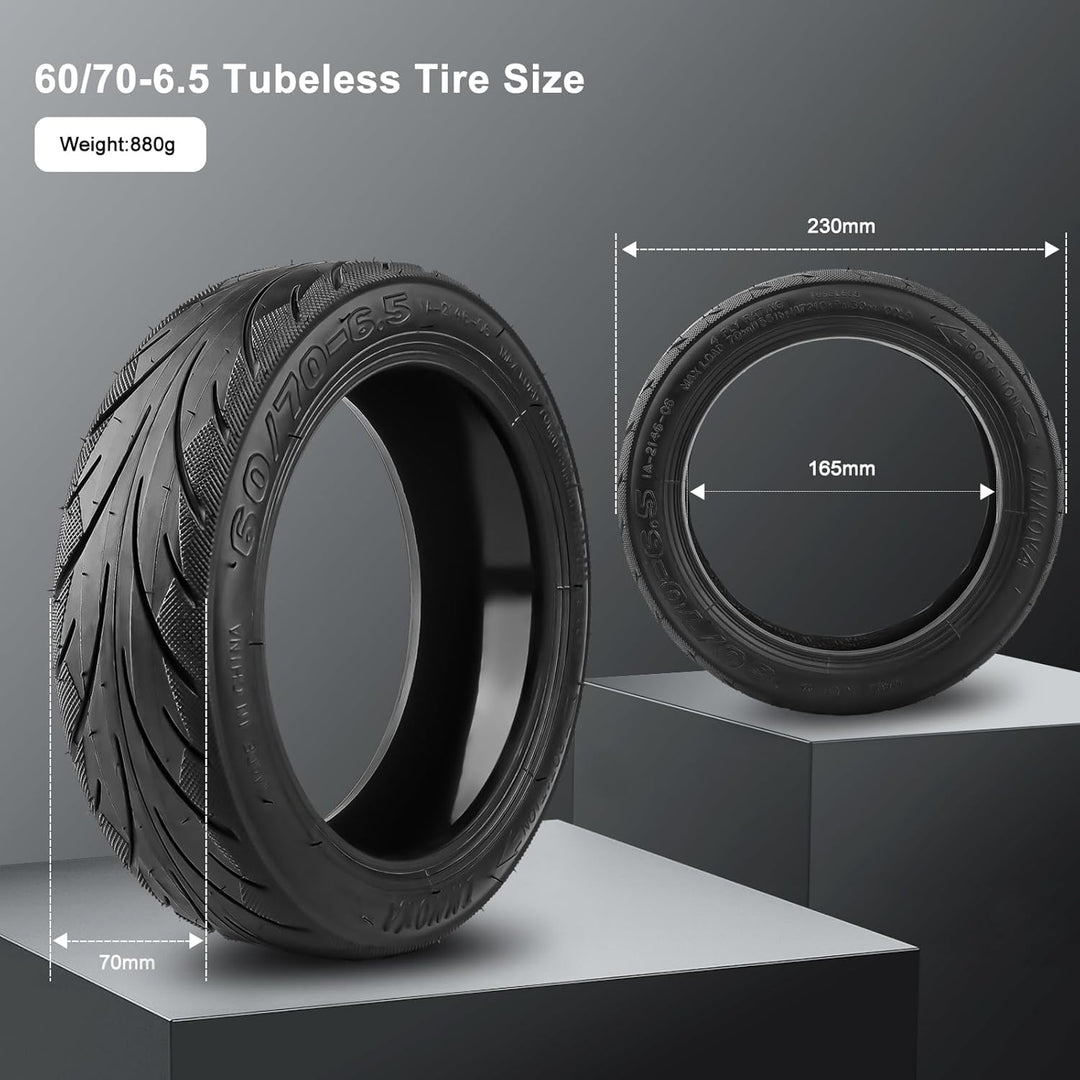 Amitor 60/70-6.5 Tubeless Reifen für Ninebot Max G30, Selbstreparierende Vakuumreifen mit Ventil, E