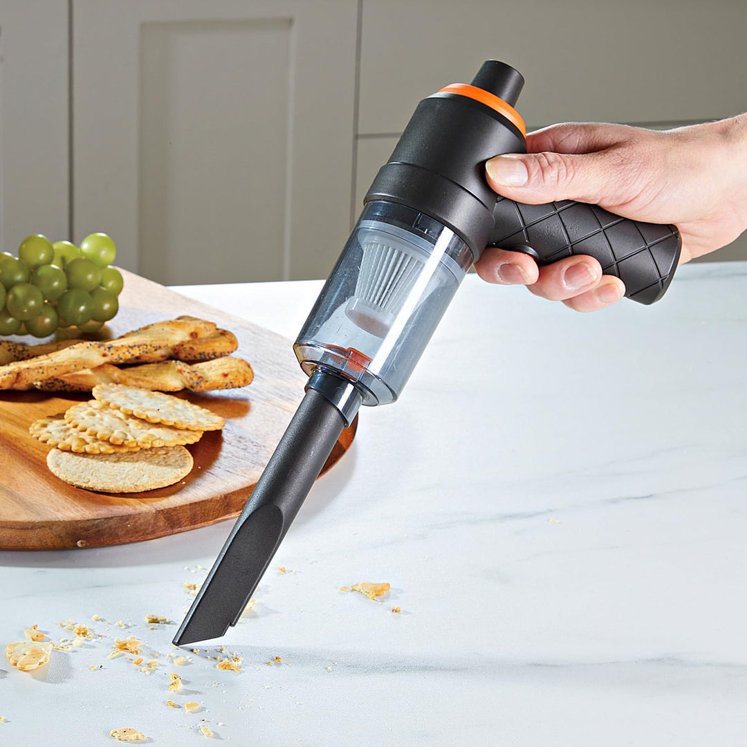 3 Pagen® Mini-Handstaubsauger – tragbarer Akku-Staubsauger für Küche, Auto & Haushalt - Zwei Aufsätz