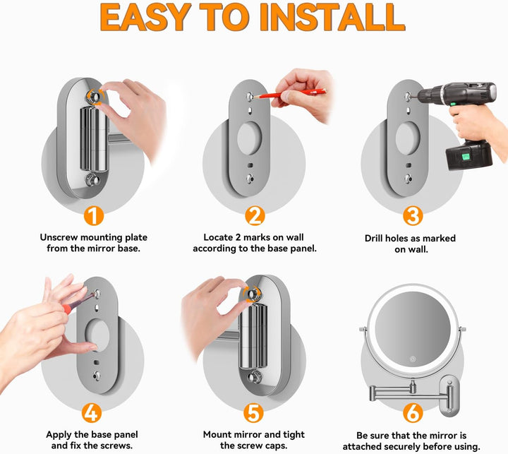 Auxmir Kosmetikspiegel mit Beleuchtung, 1X/30X Wiederaufladbar Schminkspiegel, 3200mAh Rasierspiegel