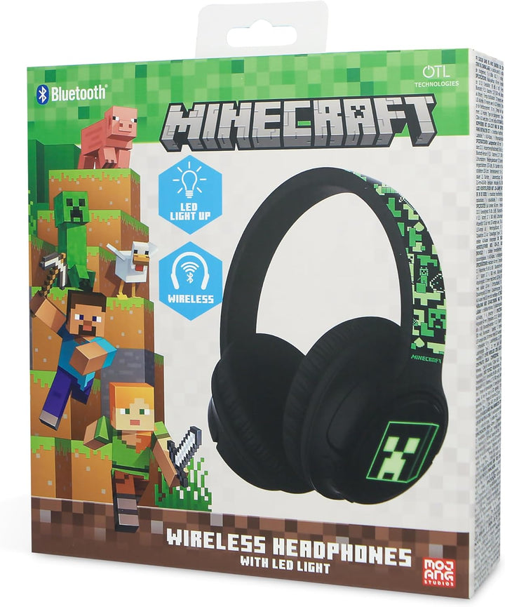 OTL Technologies Minecraft Faltbare kabellose Kopfhörer mit LED-Licht