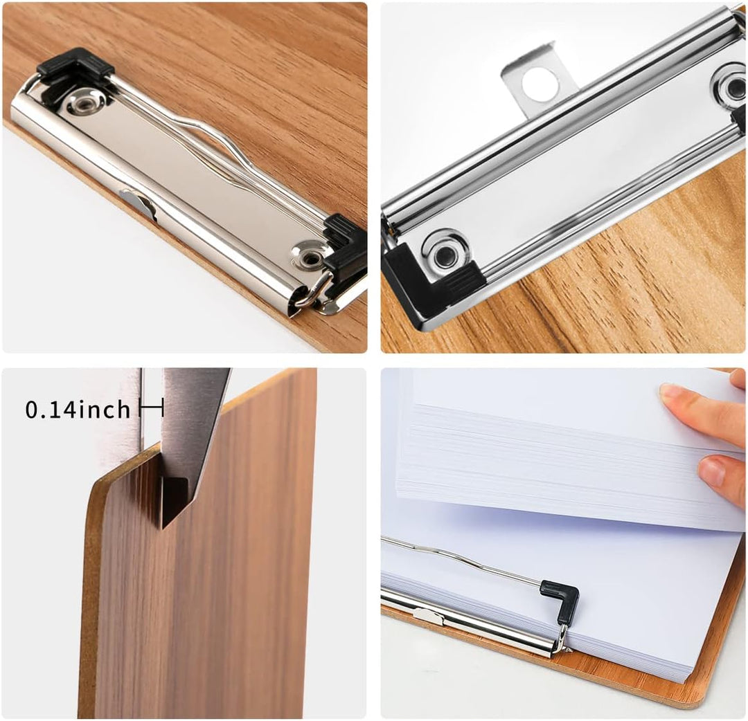 (12 Stück) Klemmbrett Holz A4,Schreibbrett Klemmbrett mit Metalklemme und Aufhängeose, A4 Clipboard