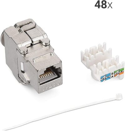 kwmobile 48x Keystone Modul für CAT 6A Kabel - 10 Gbit/s geschirmt Metall Gehäuse Schnappverschluss