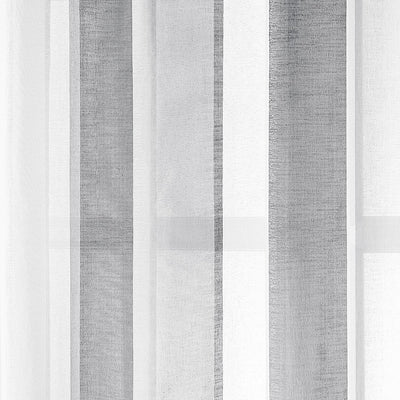 MRTREES Gardinen mit ösen, Voile Vorhänge Wohnzimmer Moderne Vorhang Weiss + Grau halbtransparent ge