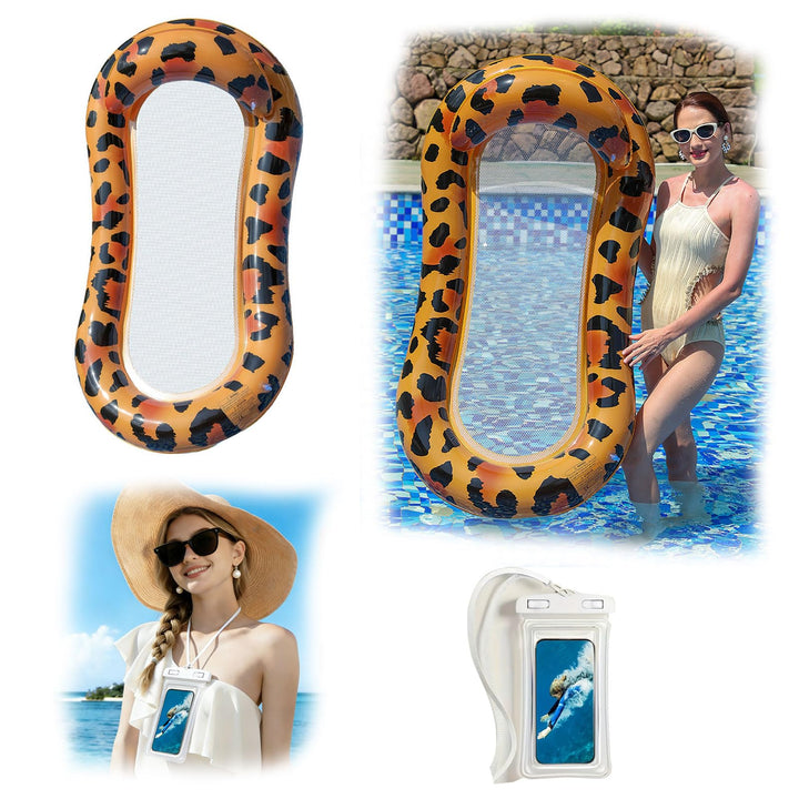 luftmatratze mit Netz, Pool matratze mit wasserdichter Handytasche wasserhängematte mit Netz, luftma