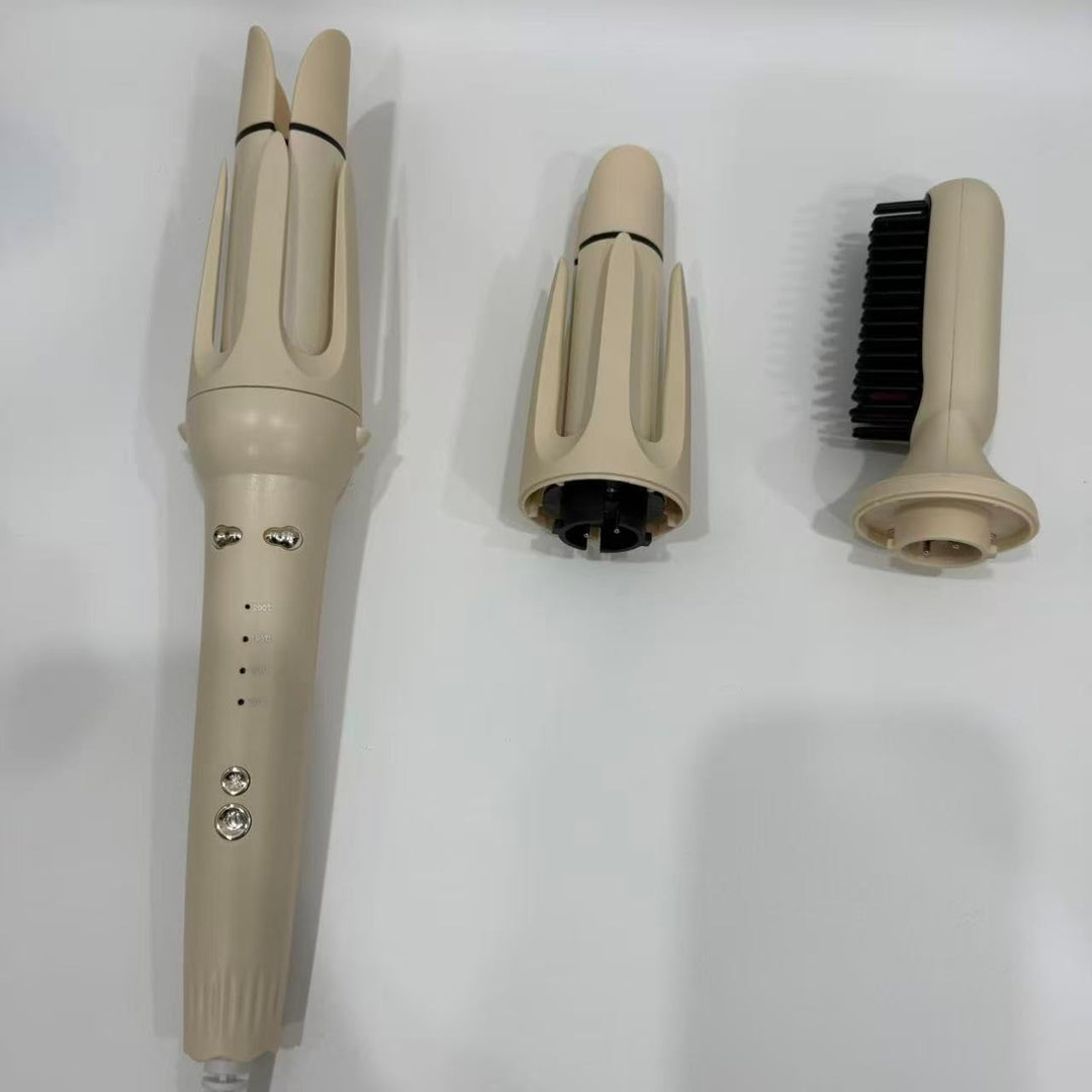 3 in 1 Lockenstab Automatisch mit 32/36mm Lockenwickler & Haarglätterbürste, 4 Temperaturstufen, Sch