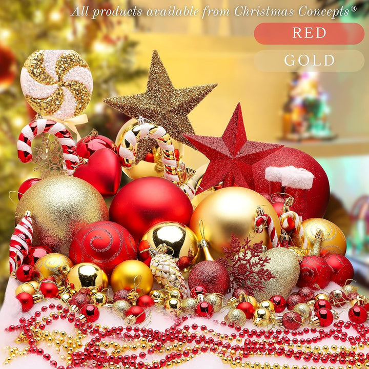 Christmas Concepts® 5er Pack - Extra grosse 100mm Christbaumkugeln - Glänzend, Matt & Glitterdekorie