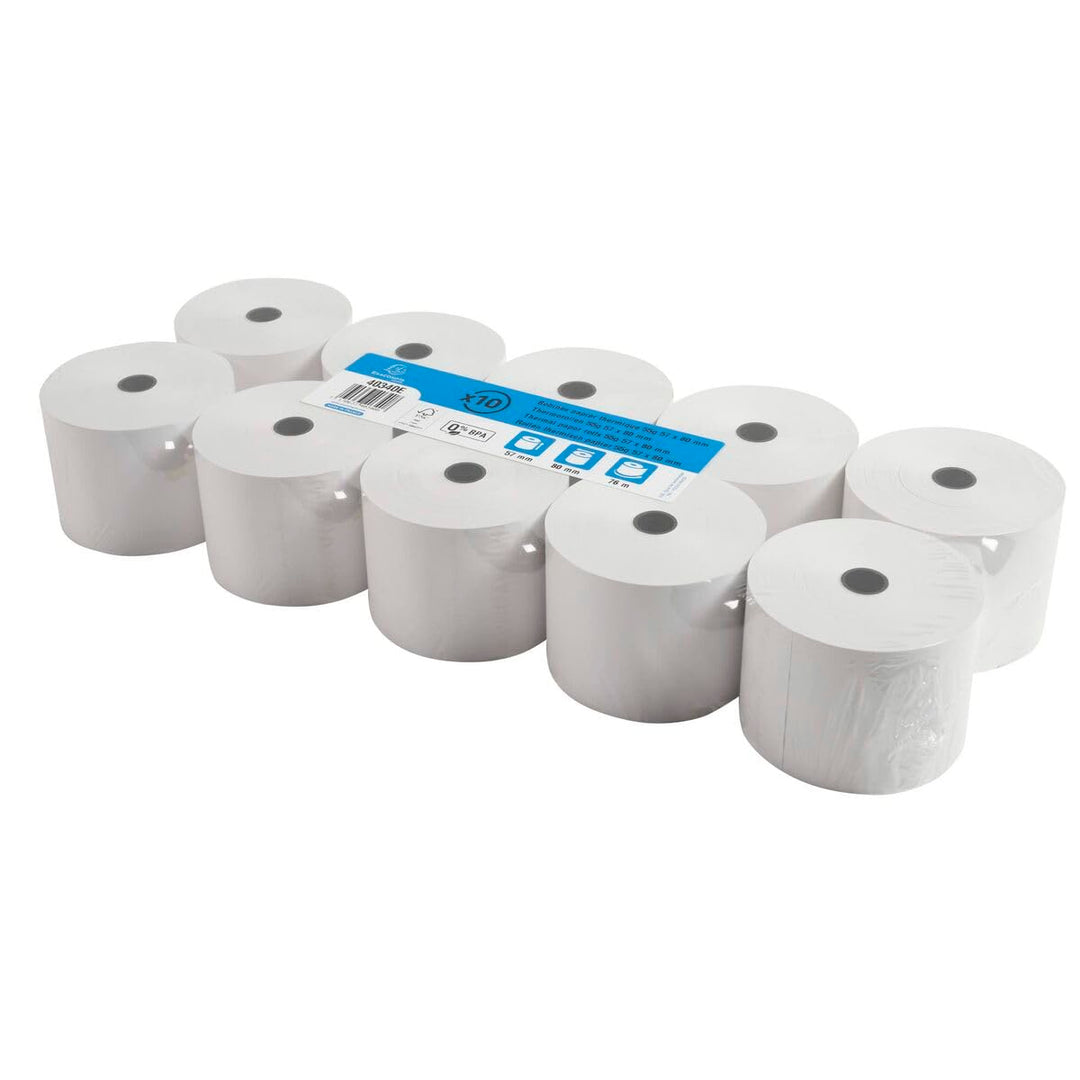 Exacompta 40340E 10er Pack Thermopapierrollen 1-lagig, Breite: 57mm, Länge 76m, Durchmesser Kern: 12