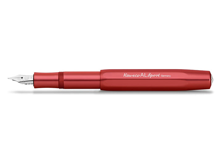 Kaweco Füllfederhalter AL Sport, Farbe Deep Red/Rot, Stahlfeder mit Federstärke Extra-Breit (BB), Lä