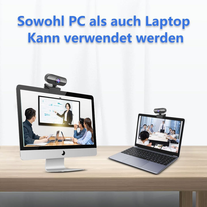 Webcam mit Mikrofon,1080P Full HD Kamera PC Laptop,USB Web Cam Plug&Play,Externe Streaming Camera,Mi