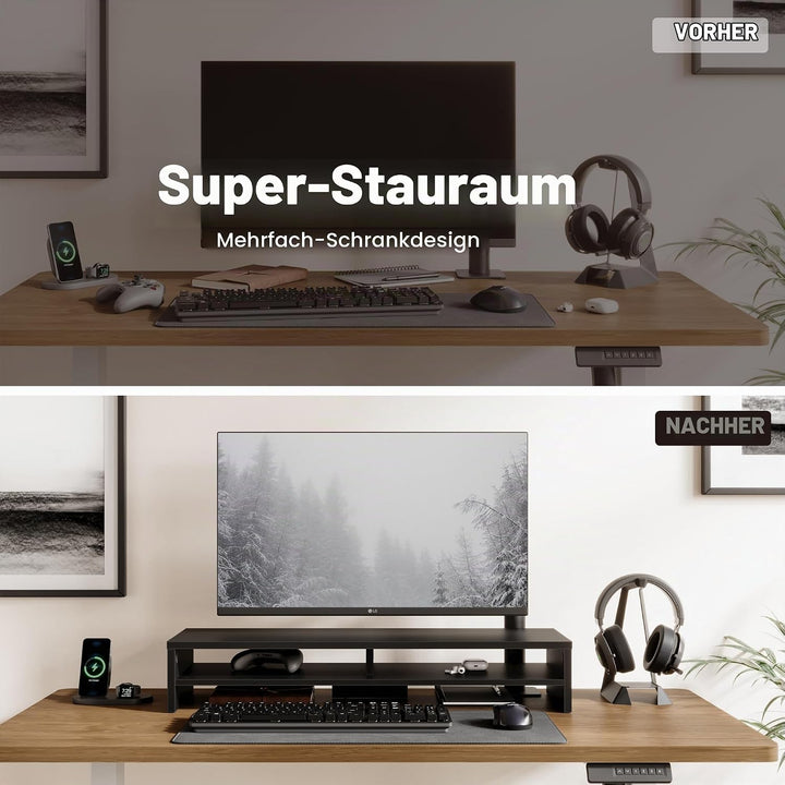 Fenge Dual Monitorständer Riser 2 Etagen Bildschirmständer für Computer PC Laptop Drucker TV, Schrei