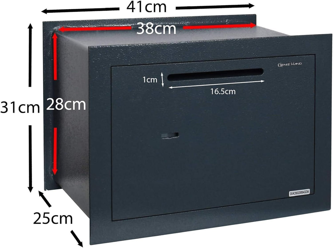 Genie Hand – Mechanische Wandtresorbox Klein mit Einwurfschlitz – Doppelbartschloss Moyen, Moyen