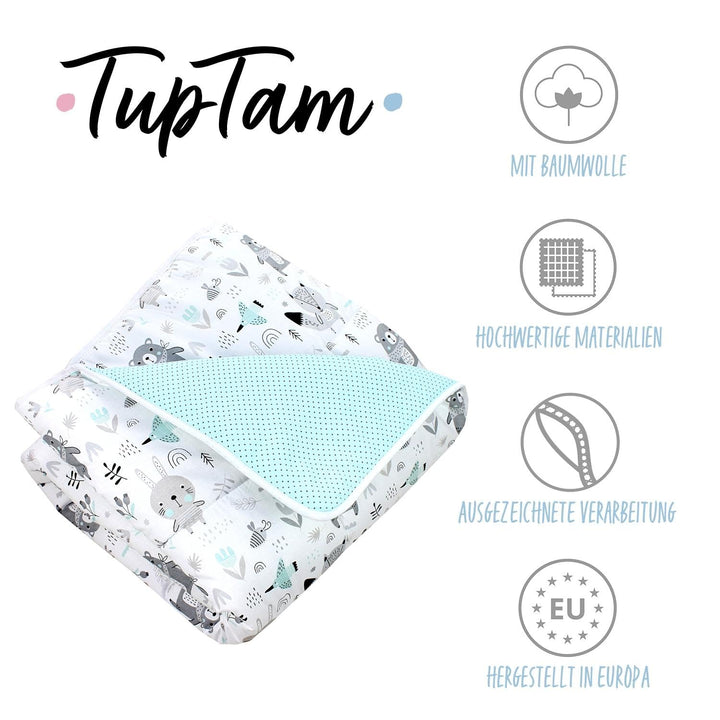 TupTam Baby Spielmatte Kinder Grosse Spieldecke Gepolstert XXL Krabbeldecke 120 x 120 cm Babyzimmer