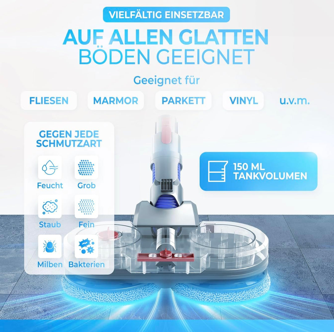 Weidenbach Wischaufsatz für Dyson V7/V8/V10/V11/V15/Gen5 - elektrisch Staubsauger - Wischmop Aufsatz