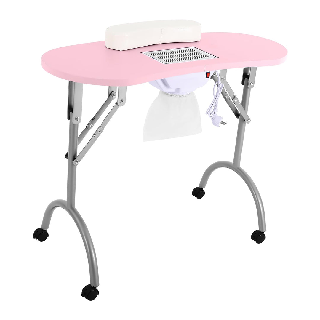 Maniküretisch, klappbar, 90x40cm, 30kg, mit Absaugung, Rosa | MDF,Eisenrohr,geschweisst,5.5W Absaugu