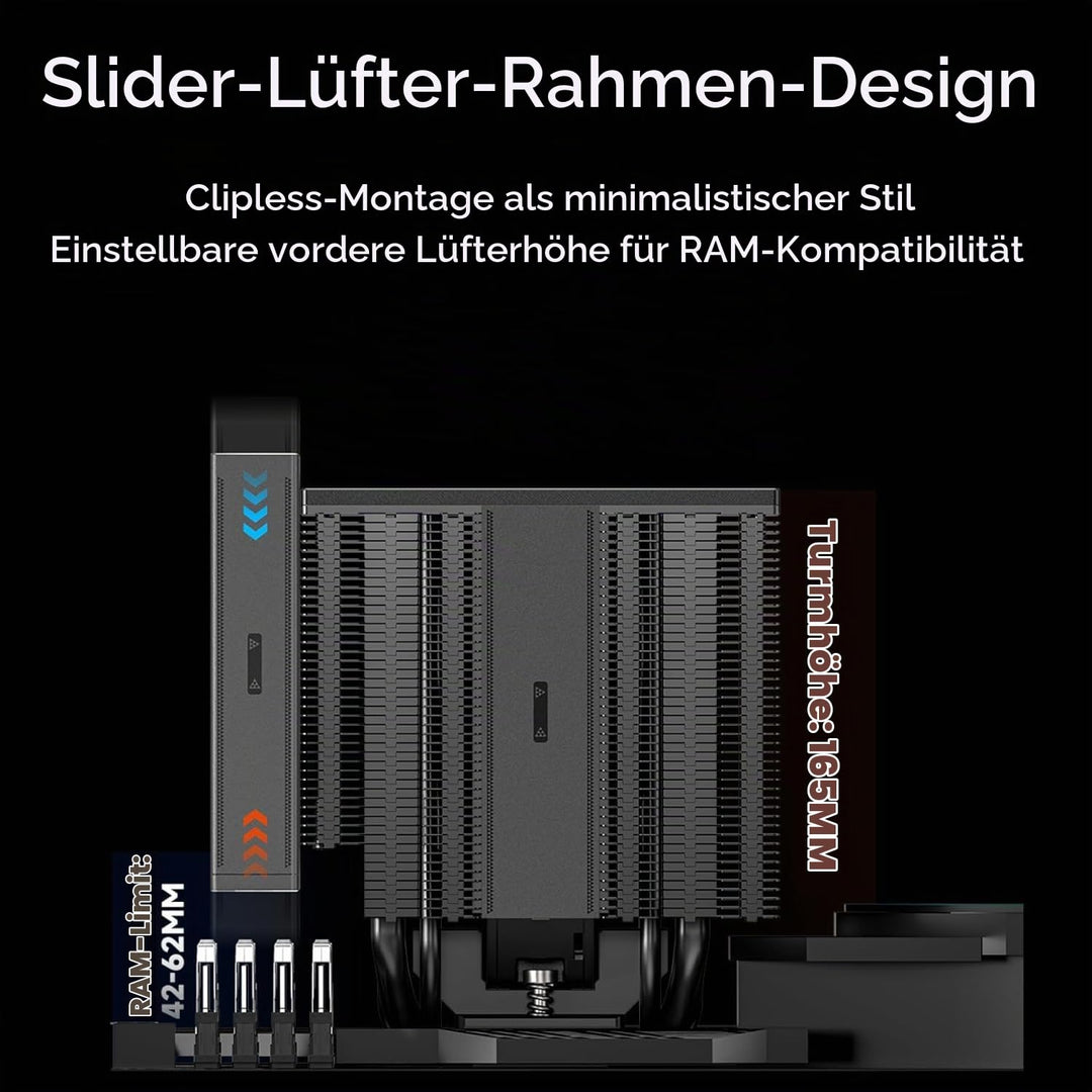 PCCOOLER CPS RZ820 CPU Kühler, 290W Dual Tower CPU-Luftkühler, 8 Heatpipes CPU Kühlung mit drei Modi