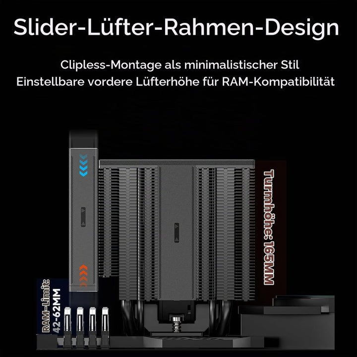 PCCOOLER CPS RZ820 CPU Kühler, 290W Dual Tower CPU-Luftkühler, 8 Heatpipes CPU Kühlung mit drei Modi