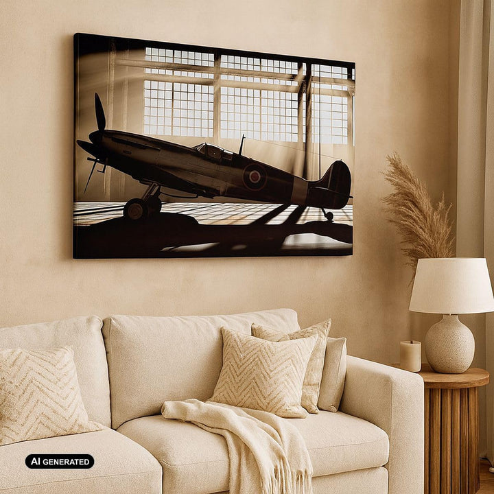 Bilder auf Leinwand 100x70cm Leinwandbild Airplain Hangar Flug historisch Gross Wanddeko Bild Schlaf
