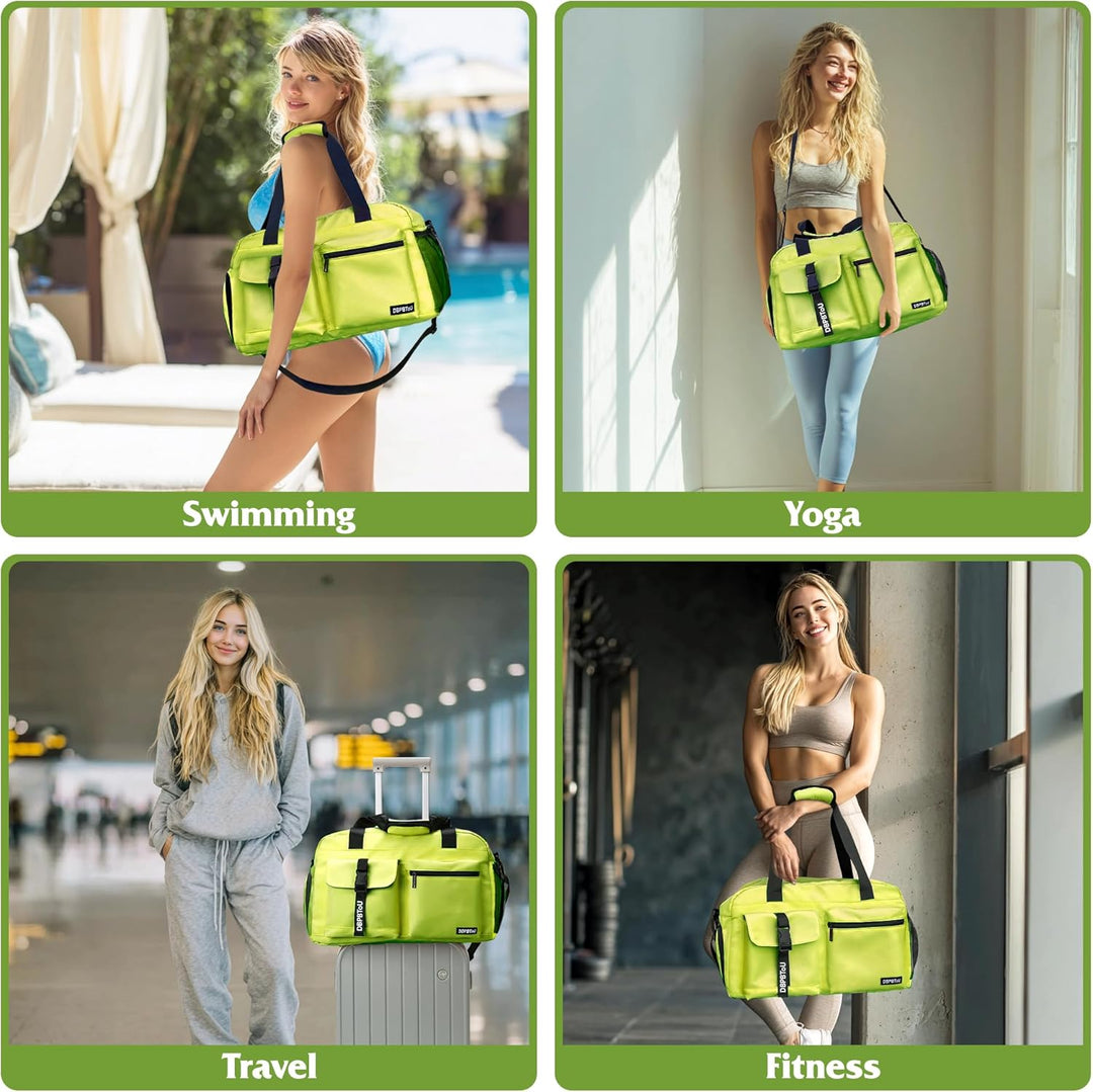 Sporttasche Damen Herren, Reisetasche mit Schuhfach, Trainingstasche mit Nassfach, wasserdichte Week