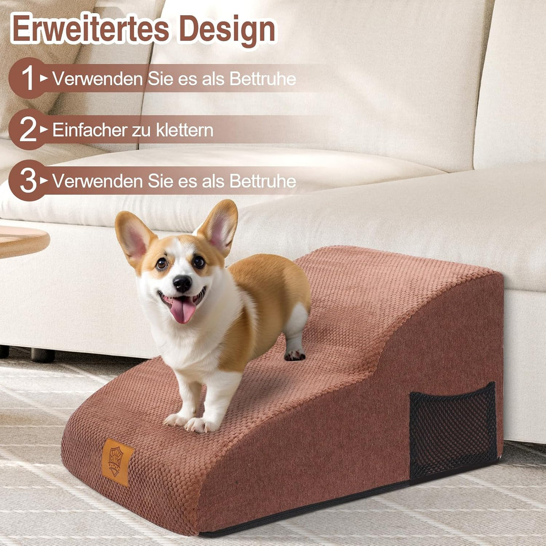 MASTERTOP Hundetreppe 2 Stufen- Breiter Hunderampe Katzentreppe, Hochdichtem Schaumstoff Haustiertre