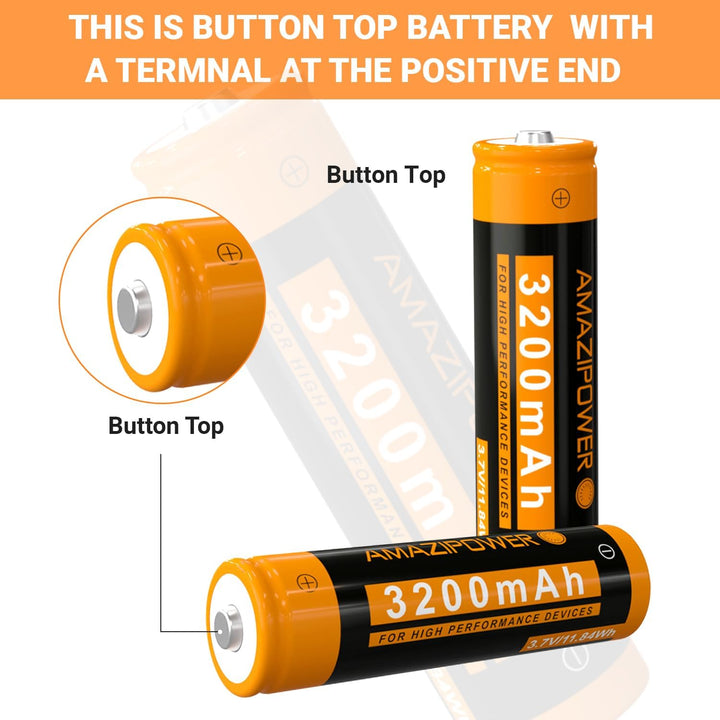 3,7 Volt Wiederaufladbarer Akku，3200mAh NiMH Batterie Hohe Kapazität Batterien für LED Stirnlampe,Fe