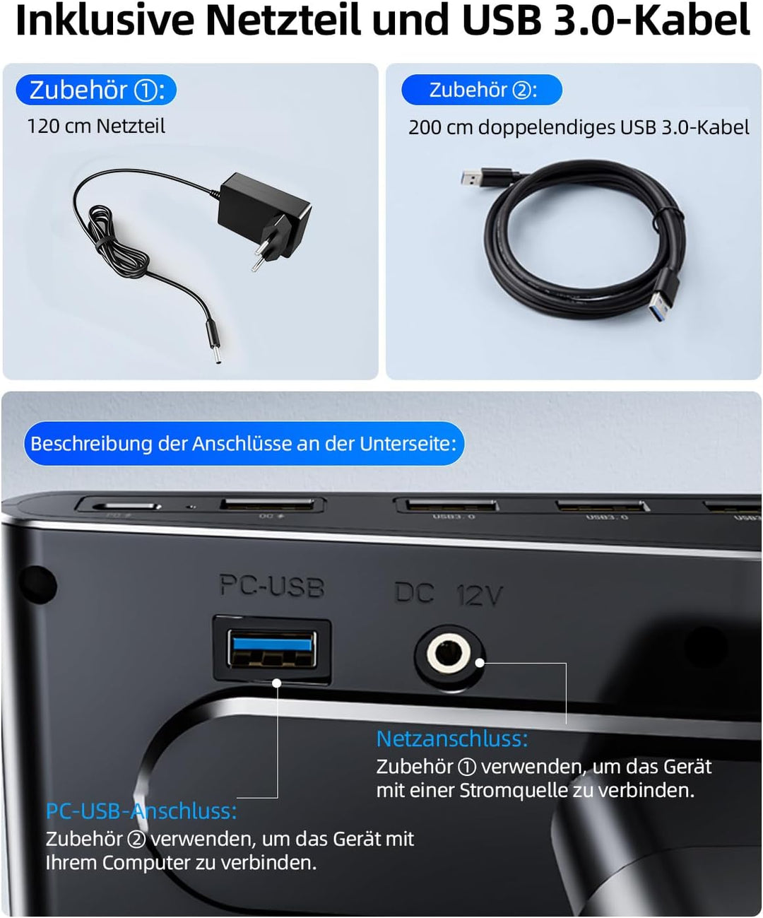 Monitorständer mit 6 USB C 3.0 Hub,HöHenverstellbar Monitor Erhöhung Schreibtisch Organizer Monitor