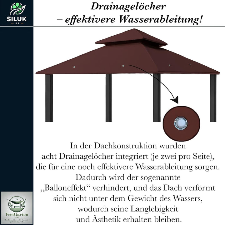 freigarten.de Ersatzdach für Pavillon 334 cm x 334 cm Sand Antik Pavillon Wasserdicht Material: Pana