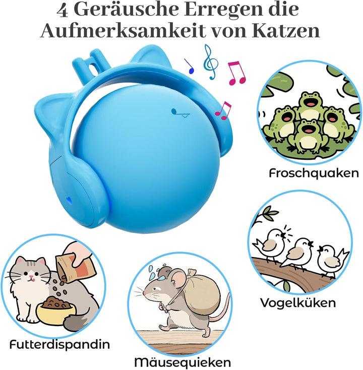 GoldenSun Katzenspielzeug, Elektrischer Rollball mit Federschwanz für Hauskatzen, Bewegungsaktiviert