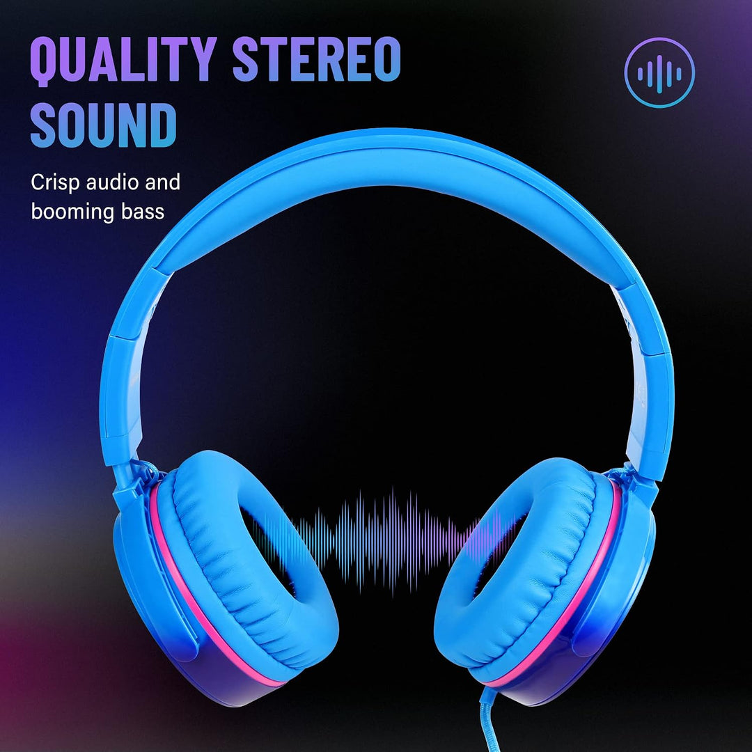 RockPapa Kinder Kopfhörer, Kabel Kopfhörer für Kinder, HD Stereo Kopfhörer mit Mikrofon für Kinder J