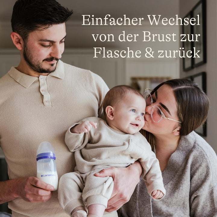 Lansinoh Babyflaschen mit NaturalWave Sauger L, 330 ml - Doppelpack - für Babys ab 6 Monate - Anti K