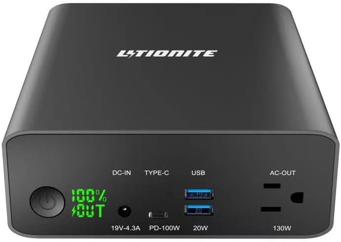 LITIONITE Dragon 130W / 80.000mAh Powerbank Mini-Generator Tragbarer Akku mit led-anzeige - 1x AC St
