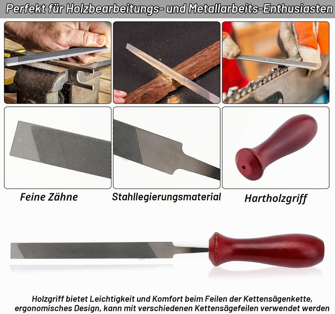Kettensägen Schärffeilen Kit 11pcs Universal Kettensägen Feilensatz Sägeketten Feilen Set zum Schärf